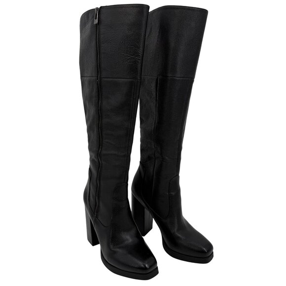 Circus Sam Edelman Black Leather Knee High Platform Boots • Y2K Goth Baddie Edgy - Picture 13 of 16